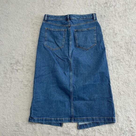 NEW Steve Madden Women's M Denim Midi Skirt With Front Slit - Picture 5 of 10